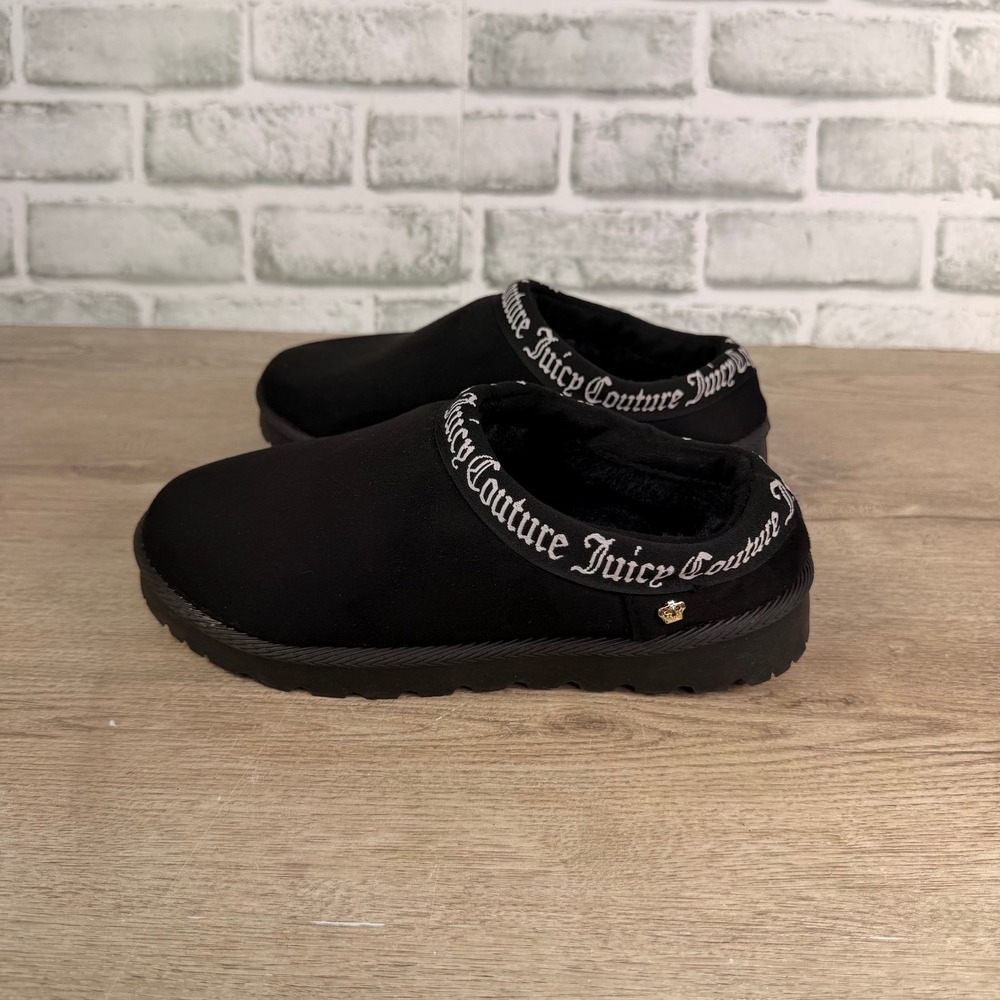 Juicy Couture Klone Slipper Faux Fur Black Womens S 5-6